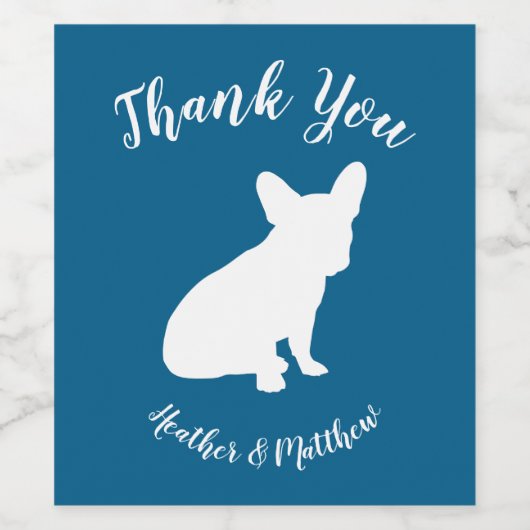 French Bulldog Baby Dusche Frenchy Frenchie Blue Weinetikett (Einzelnes Label)