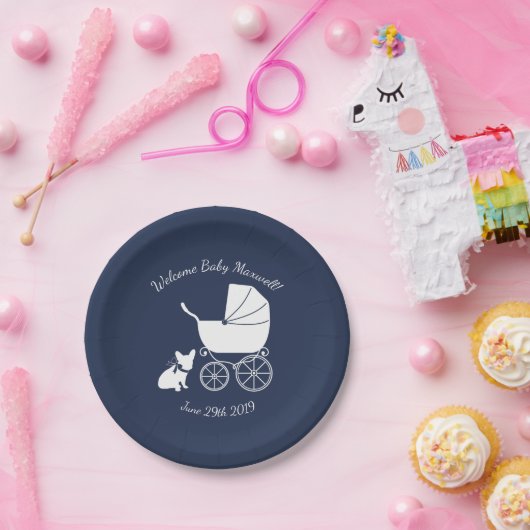 French Bulldog Baby Dusche Teller Design 5 (Party)