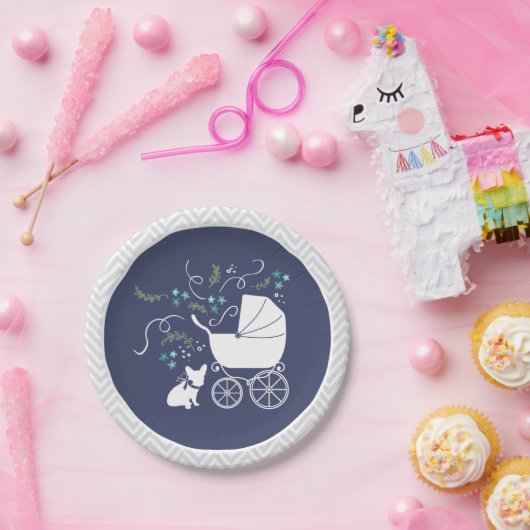 French Bulldog Baby Shooting Design 2 Pappteller (Party)