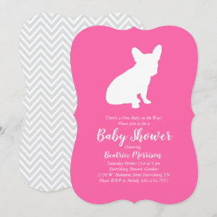 French Bulldog Baby Shower Frenchie Pink Girl Einladung