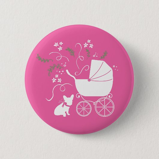 French Bulldog Baby Showroom Frenchy Frenchie Pink Button (Vorderseite)
