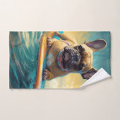French Bulldog Beach Surfing Malerei Badhandtuch Set (Handtuch)