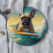 French Bulldog Beach Surfing Malerei Button (Beispiel)