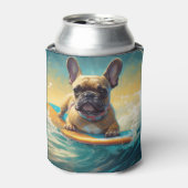 French Bulldog Beach Surfing Malerei Dosenkühler (Kanne Vorderseite)