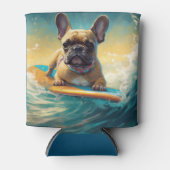 French Bulldog Beach Surfing Malerei Dosenkühler (Vorderseite)