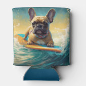 French Bulldog Beach Surfing Malerei Dosenkühler (Rückseite)