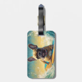 French Bulldog Beach Surfing Malerei Gepäckanhänger (Rückseite vertikal)
