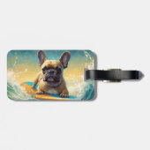 French Bulldog Beach Surfing Malerei Gepäckanhänger (Rückseite horizontal)