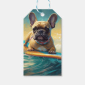 French Bulldog Beach Surfing Malerei Geschenkanhänger (Vorderseite)