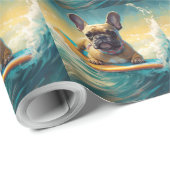 French Bulldog Beach Surfing Malerei Geschenkpapier (Rolleneckpunkt)