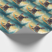French Bulldog Beach Surfing Malerei Geschenkpapier (Ecke)