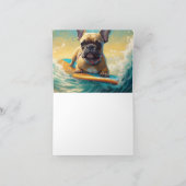 French Bulldog Beach Surfing Malerei Karte (Innenseite)