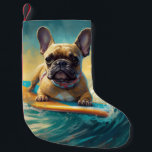 French Bulldog Beach Surfing Malerei Kleiner Weihnachtsstrumpf<br><div class="desc">Tauchen Sie ein in die spielerische Welt des Kaninchen-Abenteuers mit diesem faszinierenden Bild. Ein gepflegter Hund geht zu den Wellen und reitet geschickt auf einem sonnengeküssten Strand. Das lebendige Kunstwerk vereint wunderbar das Wesentliche der Erregung am Strand, während der Hund furchtlos auf den Wellen reitet und den Geist von Spaß...</div>