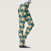 French Bulldog Beach Surfing Malerei Leggings (Rechts)