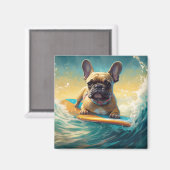 French Bulldog Beach Surfing Malerei Magnet (Vorderseite/Rückseite)