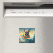 French Bulldog Beach Surfing Malerei Magnet (In Situ (Geschirrspüler))