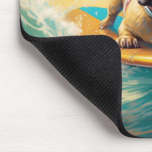 French Bulldog Beach Surfing Malerei Mousepad (Ecke)