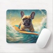 French Bulldog Beach Surfing Malerei Mousepad (Mit Mouse)