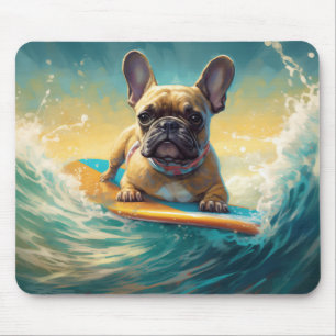 French Bulldog Beach Surfing Malerei Mousepad