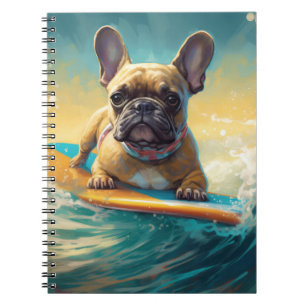 French Bulldog Beach Surfing Malerei Notizblock