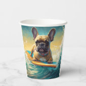 French Bulldog Beach Surfing Malerei Pappbecher (Rückseite)