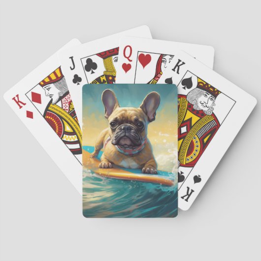 French Bulldog Beach Surfing Malerei Spielkarten (Rückseite)