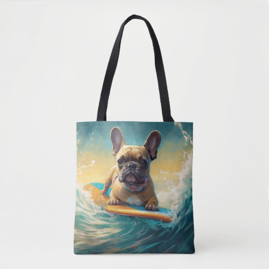 French Bulldog Beach Surfing Malerei Tasche (Vorderseite)