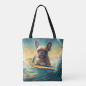 French Bulldog Beach Surfing Malerei Tasche (Rückseite)