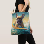 French Bulldog Beach Surfing Malerei Tasche (Von Nahem)