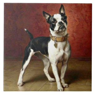 French Bulldog, berühmtes Gemälde von Carl Reich Fliese
