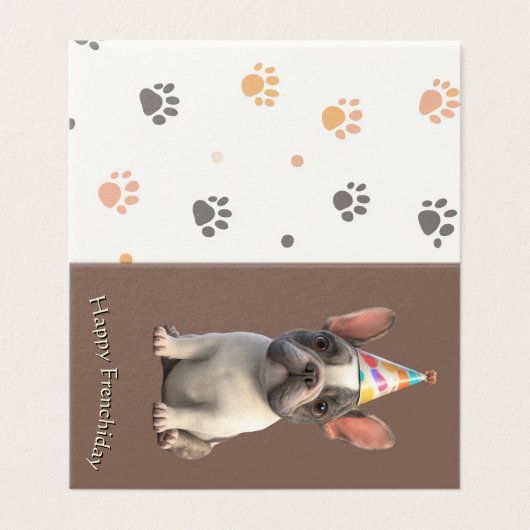 French Bulldog Birthday Card (Außenseite Aufgefaltet)