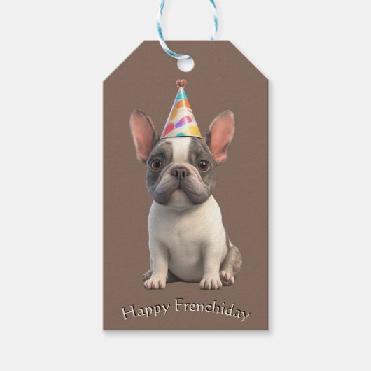 French Bulldog Birthday Card Geschenkanhänger (Vorderseite)