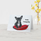 French Bulldog Black Pillow Foto Beileid Karte (Gelbe Blume)
