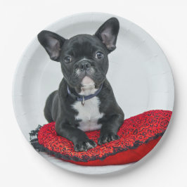 French Bulldog Black Pillow Foto Pappteller