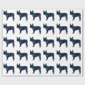 French Bulldog Black Watercolor Silhouette Geschenkpapier (Flach)