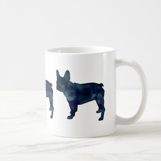 French Bulldog Black Watercolor Silhouette Kaffeetasse (Rechts)