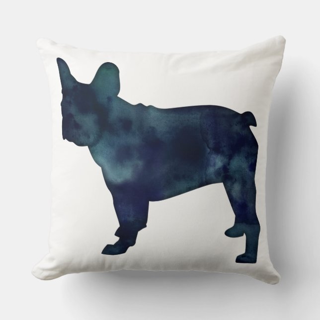 French Bulldog Black Watercolor Silhouette Kissen (Vorderseite)