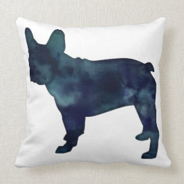 French Bulldog Black Watercolor Silhouette Kissen