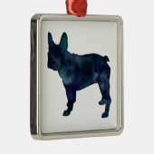 French Bulldog Black Watercolor Silhouette Silbernes Ornament (Rechts)