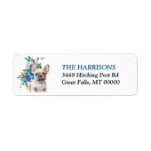 French Bulldog Blue Floral Rücksendeadresse (Vorne)