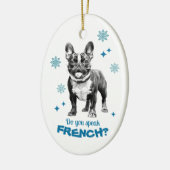 French Bulldog Blue Joyeux Weihnachten Keramik Ornament (Links)