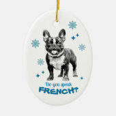 French Bulldog Blue Joyeux Weihnachten Keramik Ornament (Vorne)