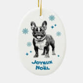 French Bulldog Blue Joyeux Weihnachten Keramik Ornament (Hinten)