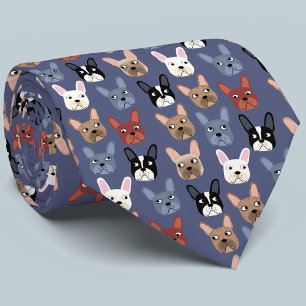 French Bulldog Blue Neck Tie Krawatte