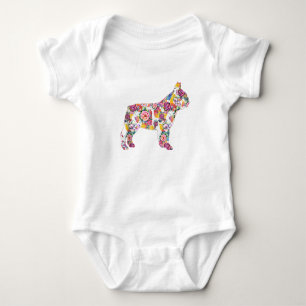 French Bulldog Blume Pattern Frenchie Bulldogs Baby Strampler