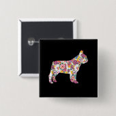 French Bulldog Blume Pattern Frenchie Bulldogs Button (Vorne & Hinten)
