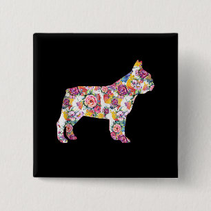 French Bulldog Blume Pattern Frenchie Bulldogs Button