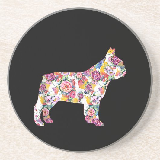 French Bulldog Blume Pattern Frenchie Bulldogs Getränkeuntersetzer (Vorne)