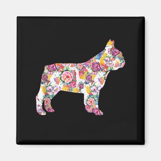 French Bulldog Blume Pattern Frenchie Bulldogs Magnet (Vorne)