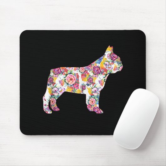 French Bulldog Blume Pattern Frenchie Bulldogs Mousepad (Mit Mouse)